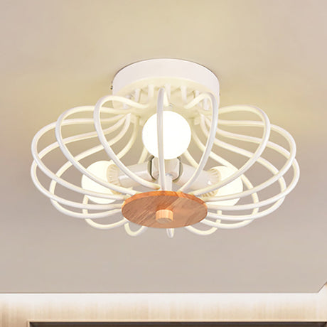 Industrial Style Metal Ceiling Light Fixture - Fan Shaped Semi-Flush Mount With 3/5 Heads