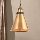 Industrial Style Barn Shade Metal Suspension Light - Adjustable Hanging Ceiling Fixture With Brass