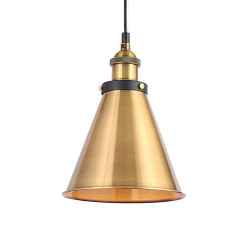 Industrial Style Barn Shade Metal Suspension Light - Adjustable Hanging Ceiling Fixture With Brass