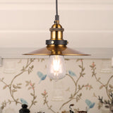 Industrial Style Barn Shade Metal Suspension Light - Adjustable Hanging Ceiling Fixture With Brass