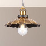 Industrial Style Barn Shade Metal Suspension Light - Adjustable Hanging Ceiling Fixture With Brass