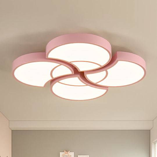 Blossom Girls Bedroom Ceiling Lamp - 4 - Head Led Acrylic Mount Light Pink / 20.5’ Warm