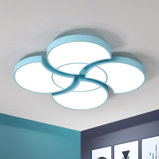 Blossom Girls Bedroom Ceiling Lamp - 4-Head Led Acrylic Mount Light Blue / 20.5 Warm