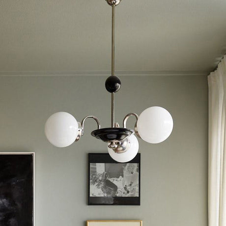 Modern White Glass Globe Chandelier For Bedroom Lighting
