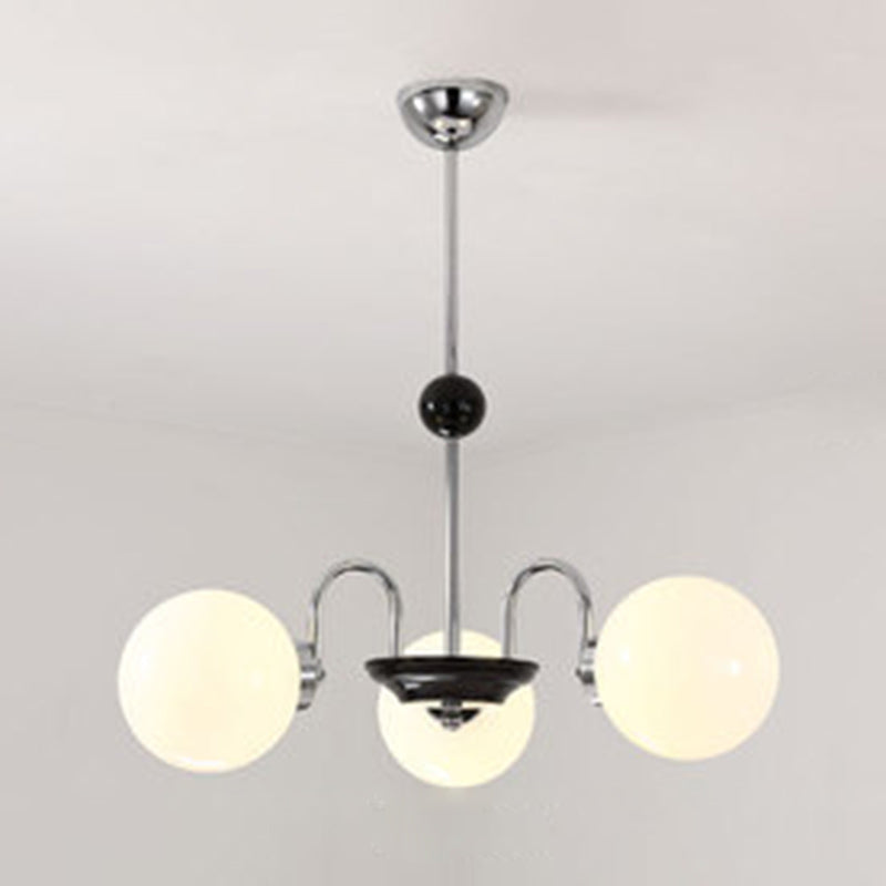 Modern White Glass Chandelier For Bedroom Lighting 3 / Silver