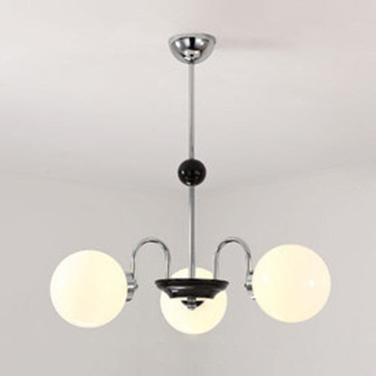 Modern White Glass Chandelier For Bedroom Lighting 3 / Silver