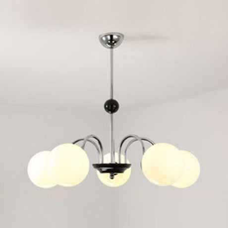 Modern White Glass Globe Chandelier For Bedroom Lighting 5 / Silver