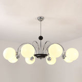 Modern White Glass Globe Chandelier For Bedroom Lighting 6 / Silver