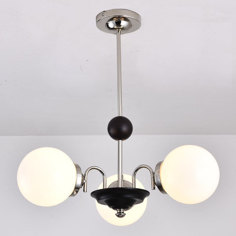 Modern White Glass Globe Chandelier For Bedroom Lighting