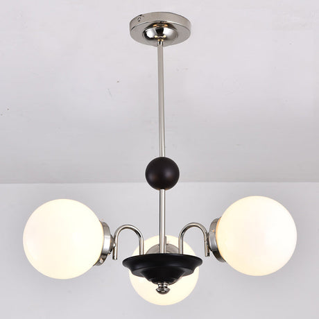 Modern White Glass Globe Chandelier For Bedroom Lighting