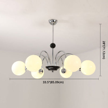 Modern White Glass Globe Chandelier For Bedroom Lighting