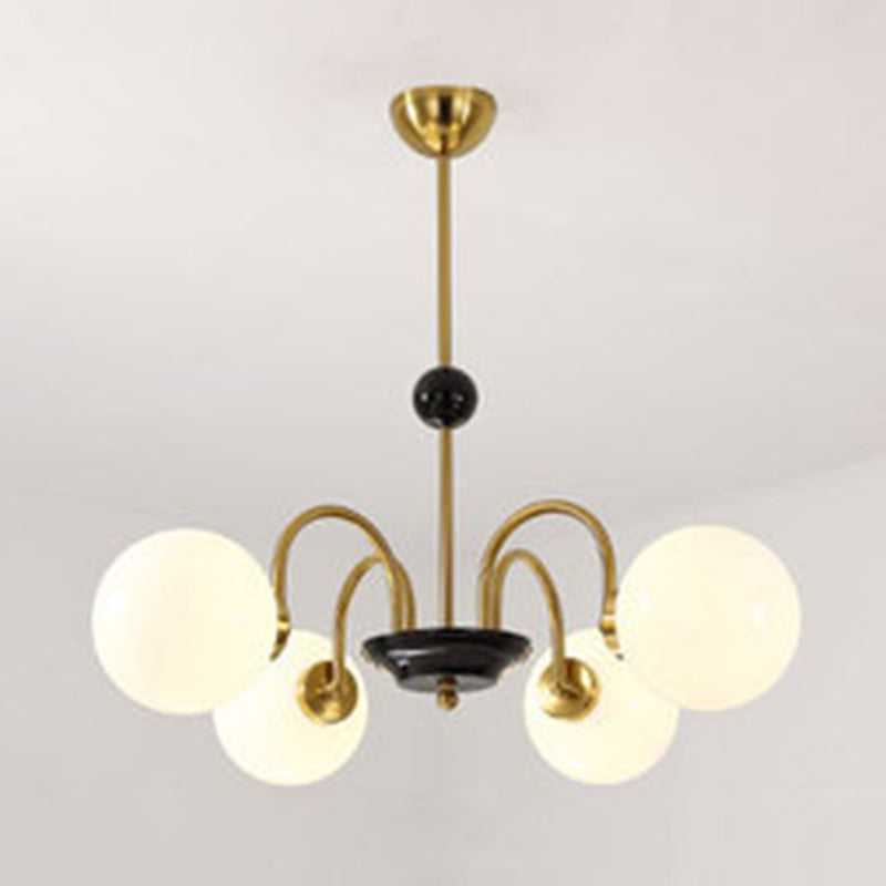 Modern White Glass Chandelier For Bedroom Lighting 4 / Gold
