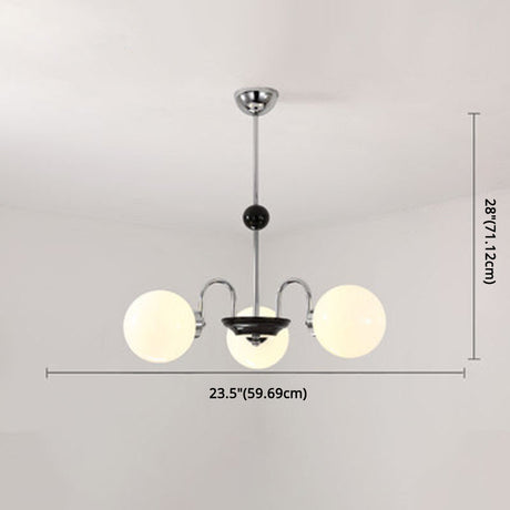 Modern White Glass Globe Chandelier For Bedroom Lighting