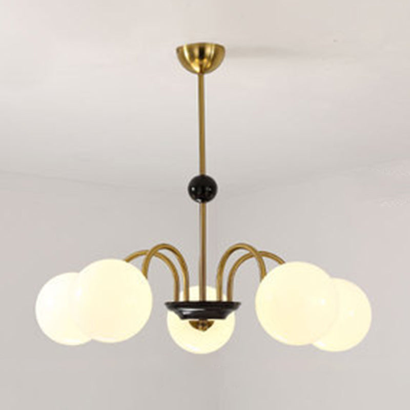 Modern White Glass Chandelier For Bedroom Lighting 5 / Gold