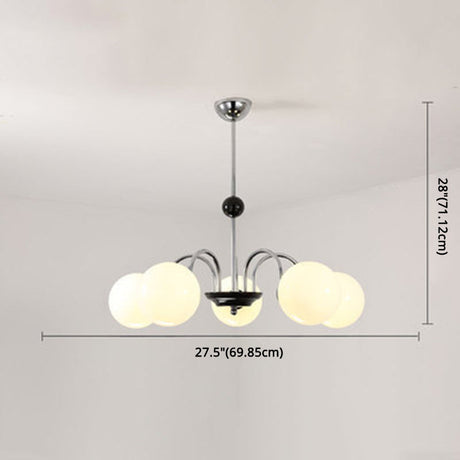 Modern White Glass Globe Chandelier For Bedroom Lighting