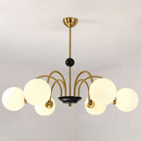 Modern White Glass Globe Chandelier For Bedroom Lighting 6 / Gold