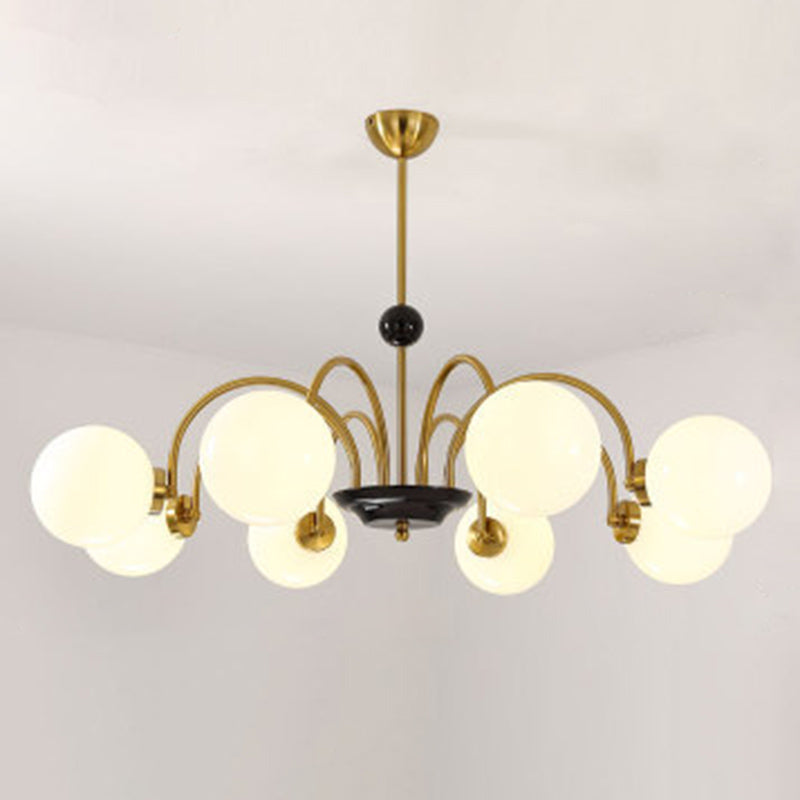 Modern White Glass Chandelier For Bedroom Lighting 8 / Gold