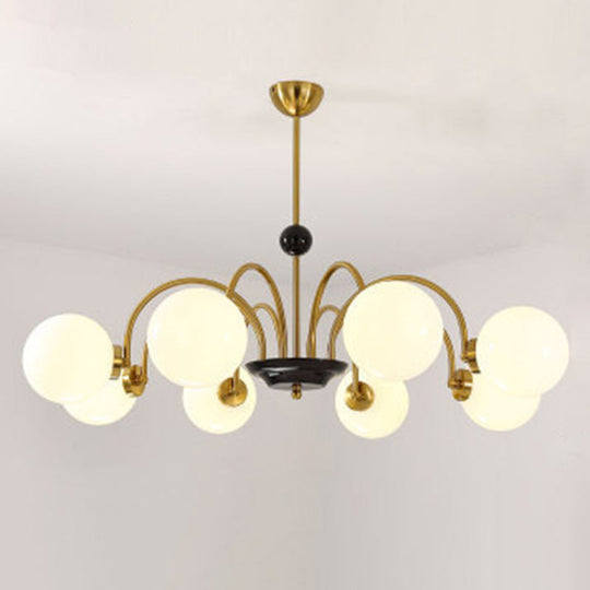 Modern White Glass Chandelier For Bedroom Lighting 8 / Gold