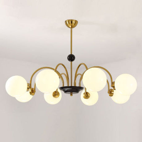 Modern White Glass Globe Chandelier For Bedroom Lighting 8 / Gold