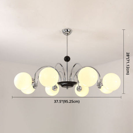 Modern White Glass Globe Chandelier For Bedroom Lighting