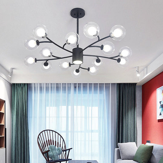 Ultra-Contemporary Globe Chandelier Pendant For Living Room With Clear Glass Ceiling Light