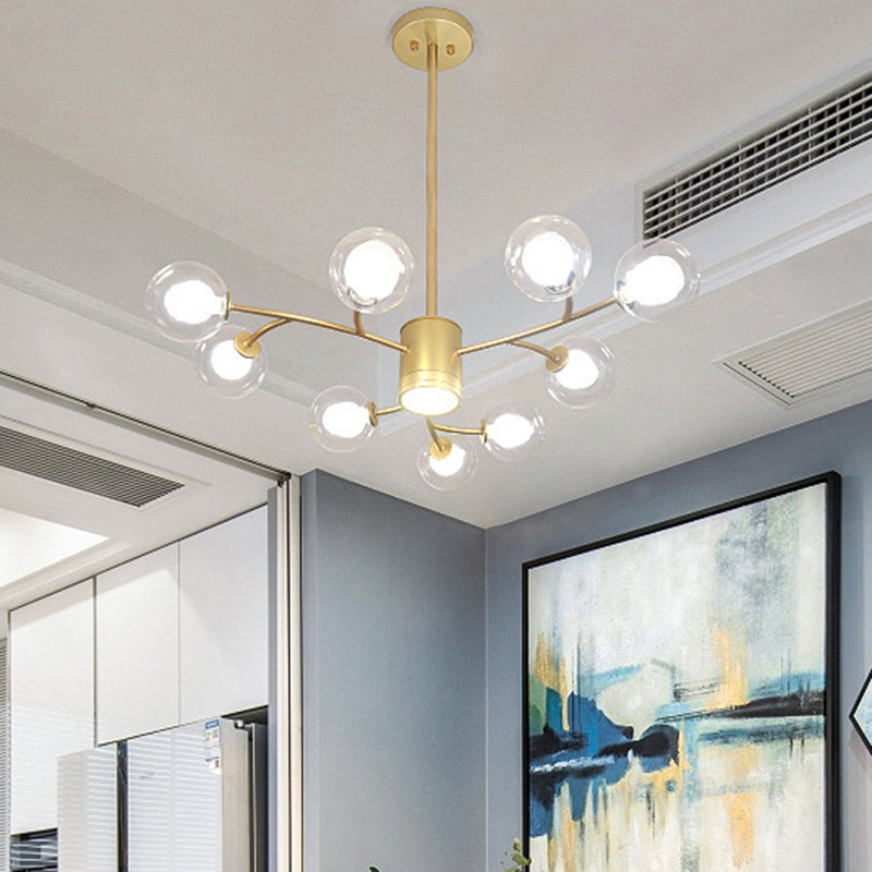 Ultra-Contemporary Globe Chandelier Pendant For Living Room With Clear Glass Ceiling Light