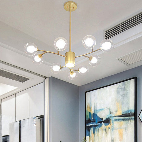 Ultra-Contemporary Globe Chandelier Pendant For Living Room With Clear Glass Ceiling Light