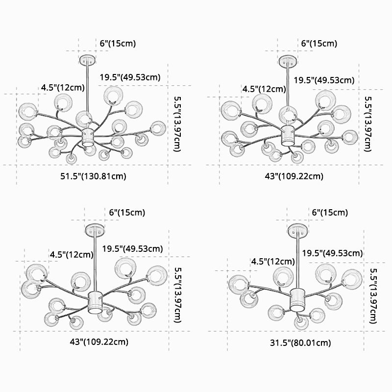 Ultra-Contemporary Globe Chandelier Pendant For Living Room With Clear Glass Ceiling Light