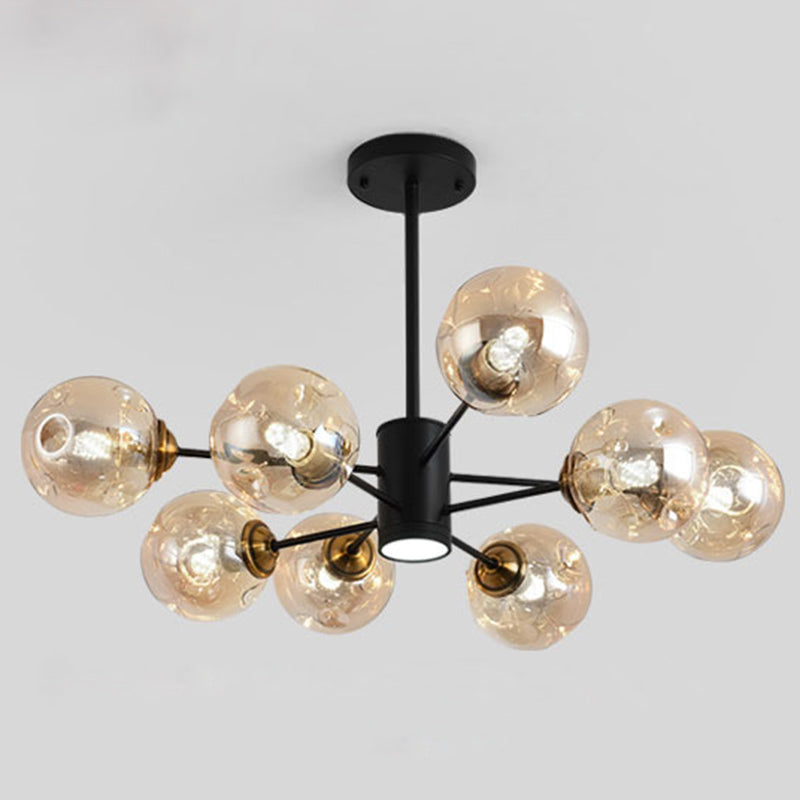 Modern Glass Bubble Chandelier Pendant Lights For Bedroom 8 / Amber
