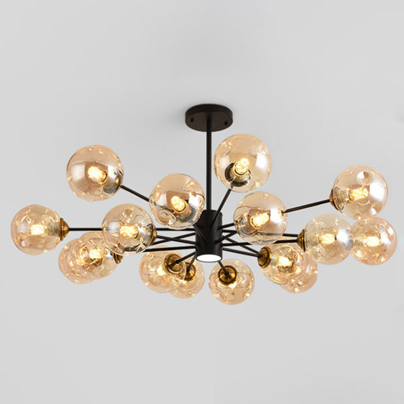 Modern Glass Bubble Chandelier Pendant Lights For Bedroom 16 / Amber