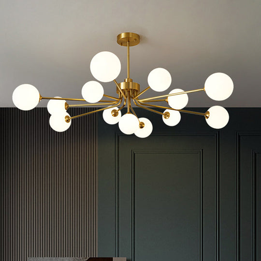 Ultra-Contemporary Milk Glass Balloon Ball Chandelier - Elegant Ceiling Lighting For Living Room