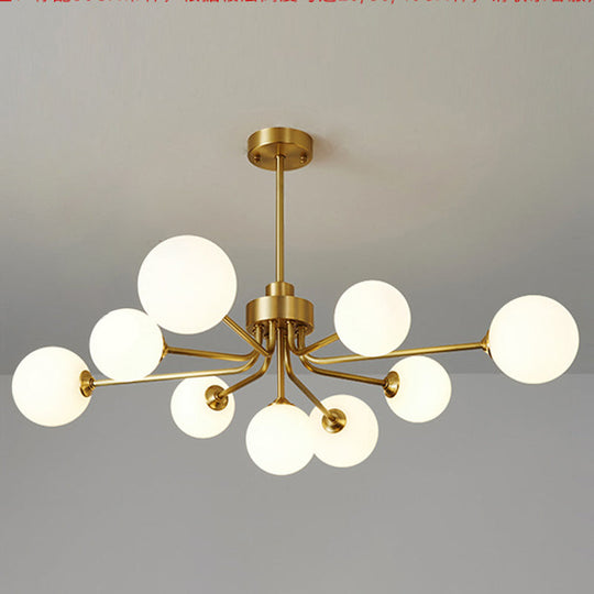 Ultra-Contemporary Milk Glass Balloon Ball Chandelier - Elegant Ceiling Lighting For Living Room 9 /