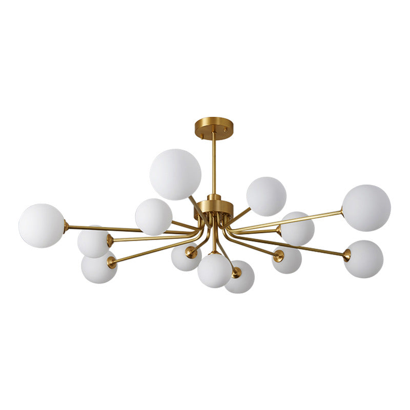 Ultra-Contemporary Milk Glass Balloon Ball Chandelier - Elegant Ceiling Lighting For Living Room