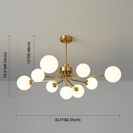 Ultra-Contemporary Milk Glass Balloon Chandelier For Living Room Ceiling