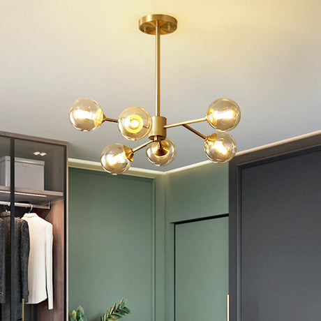 Modern Glass Globe Chandelier Light Fixture For Living Room