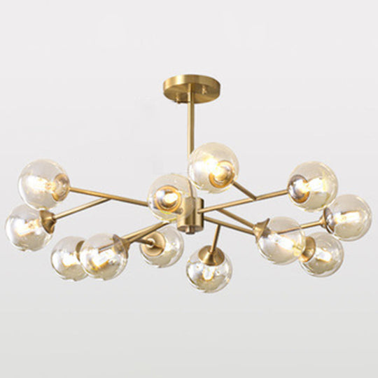 Modern Glass Globe Chandelier Light Fixture For Living Room 12 / Gold
