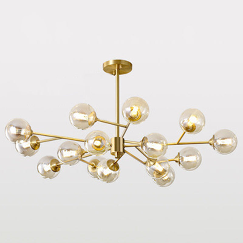 Modern Glass Globe Chandelier For Living Room - Elegant Suspension Lighting 15 / Gold