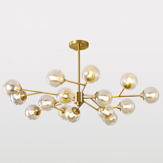 Modern Glass Globe Chandelier Light Fixture For Living Room 15 / Gold