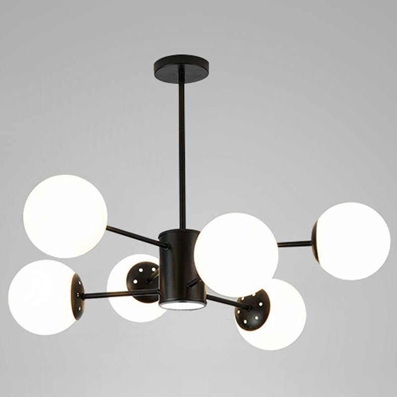 Contemporary Glass Chandelier Light For Living Room Ceiling 6 / Black With Spot