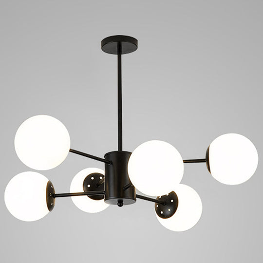 Contemporary Glass Chandelier Light For Living Room Ceiling 6 / Black Without Spot