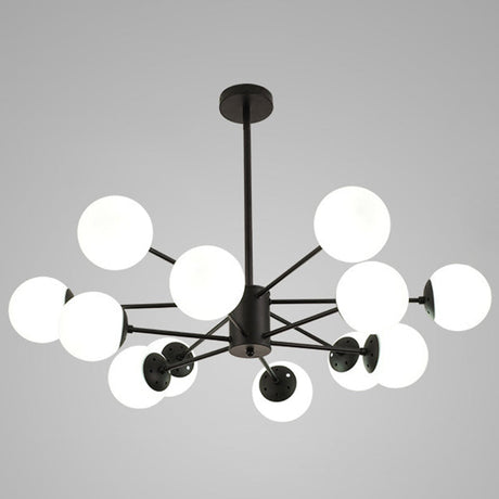 Contemporary Glass Chandelier Light For Living Room Ceiling 12 / Black Without Spot