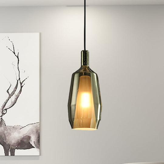 Modern Green Glass Tulip Pendant Light For Dining Room - Single Head Hanging Lamp Kit