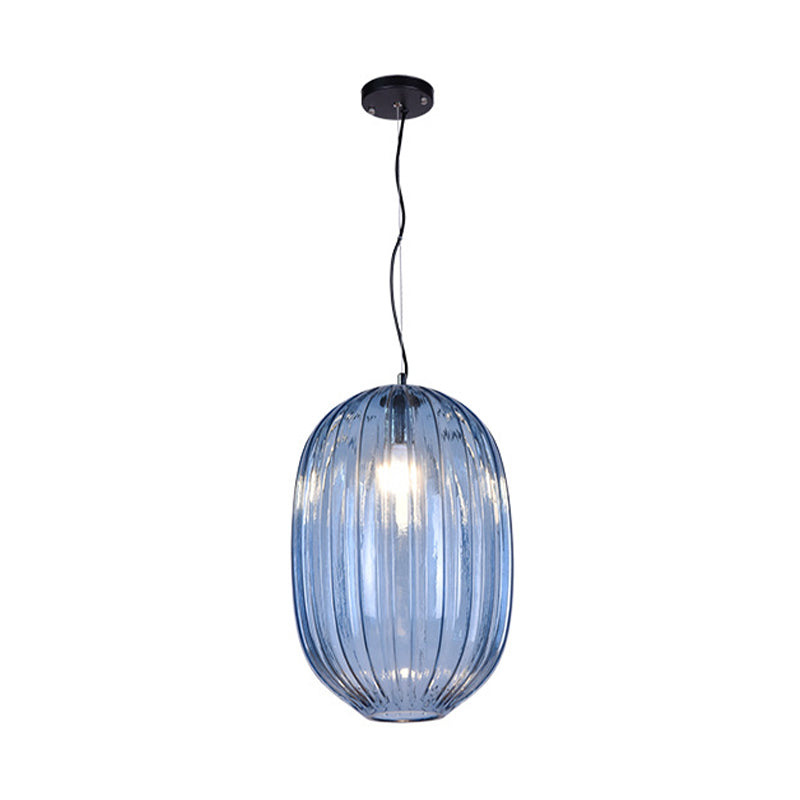 Vintage Blue Prism Glass Lantern Pendant Light For Living Room Suspension