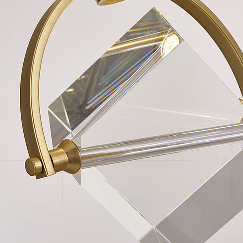 Contemporary Gold Hanging Lamp Kit With Clear Glass Cubic Pendant - Perfect Ceiling Light For