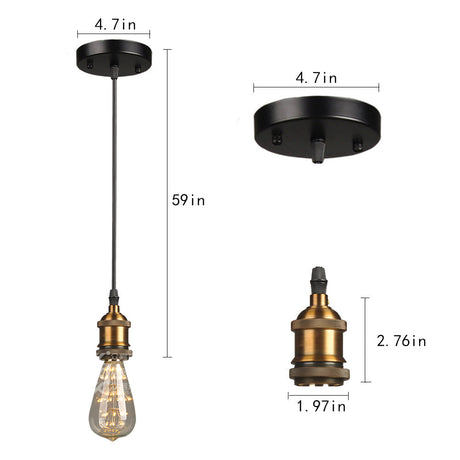 Farmhouse Style Ceiling Lamp: Open Bulb Metal Hanging Fixture For Hallways In Black