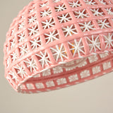 Vintage Ceramic Dome Lamp With Hollow Out Design - Blue/Pink Suspended Light