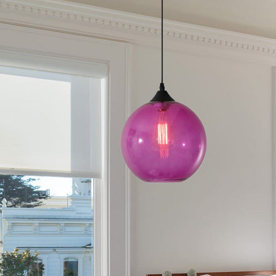 Macaron Glass Pendant Ceiling Light - Clear/Coffee/Red Dining Room Hanging Lamp Kit