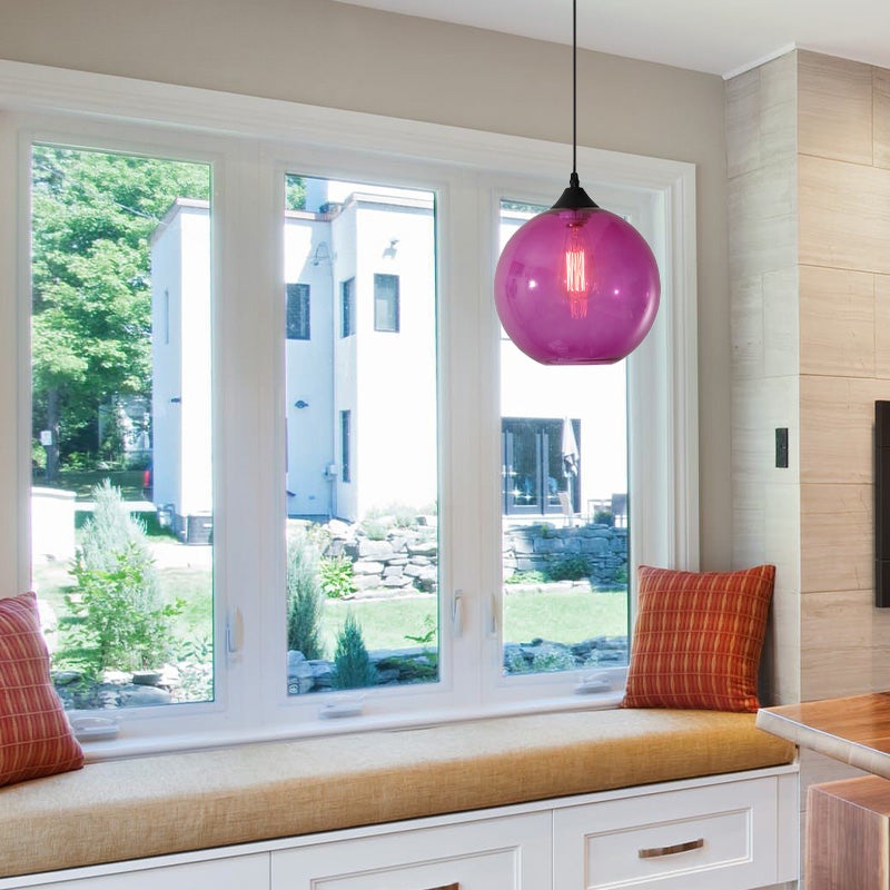 Macaron Glass Pendant Ceiling Light - Clear/Coffee/Red Dining Room Hanging Lamp Kit