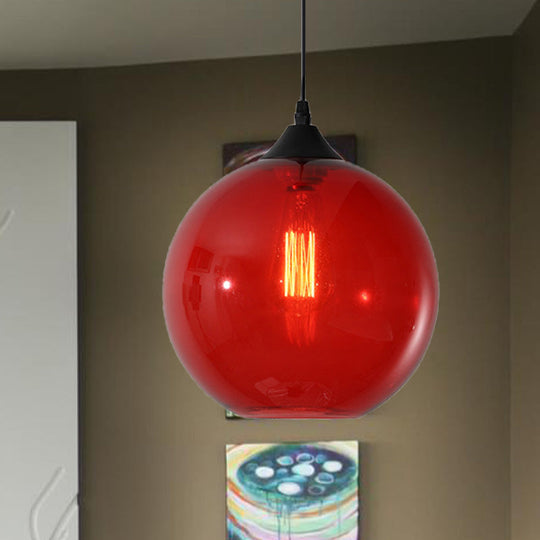 Macaron Glass Pendant Ceiling Light - Clear/Coffee/Red Dining Room Hanging Lamp Kit