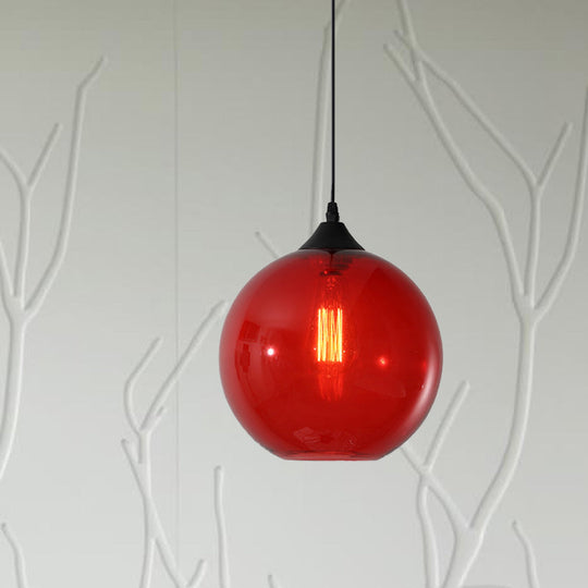 Macaron Glass Pendant Ceiling Light - Clear/Coffee/Red Dining Room Hanging Lamp Kit